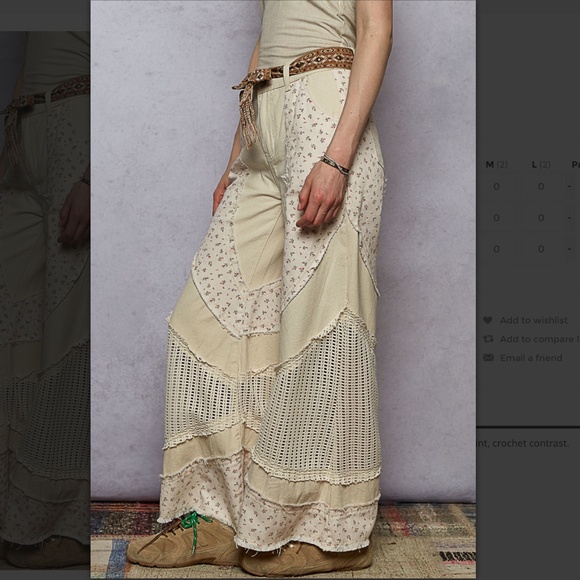 POL “ Sao Paulo 2 “ POL Denim Pants Jeans with Floral Print and Crochet SR25 - Picture 2 of 5